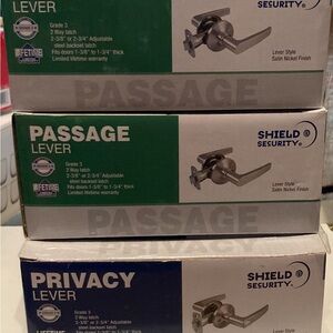 3 pack, Shield Security Passage Lockset Grade 3 Straight-Lever Satin Nickel